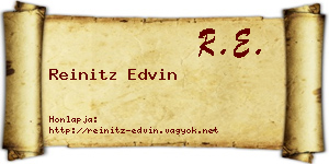 Reinitz Edvin névjegykártya